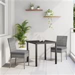 vidaXL Tuin Eetset 3 pcs Grijs Poly riet