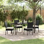 vidaXL Tuin Eetset 5 pcs Zwart Poly riet