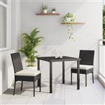 vidaXL Tuin Eetset 3 pcs Zwart Poly riet