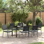 vidaXL Tuin Eetset 7 pcs Zwart Poly riet