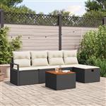 vidaXL Tuin Sofa Set met kussen met opslag 6 pcs Zwart Poly riet