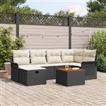 vidaXL Tuin Sofa Set met kussen met opslag 7 pcs Zwart Poly riet