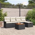 vidaXL Tuin Sofa Set met kussen met opslag 6 pcs Zwart Poly riet