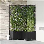 vidaXL Tuindruppel met Trellis 3 pcs Zwart 80 x 80 x 143 cm PP