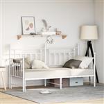 vidaXL Bedframe voor een daybed met hoofdeinde Wit 75 x 190 cm Staal