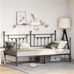 vidaXL Bedframe voor een daybed met hoofdeinde Zwart 90 x 200 cm Staal