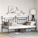 vidaXL Bedframe voor een daybed met hoofdeinde Zwart 90 x 200 cm Staal