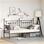 vidaXL Bedframe voor een daybed met hoofdeinde Zwart 80 x 200 cm Staal
