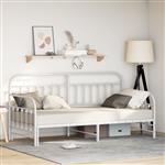 vidaXL Bedframe voor een daybed met hoofdeinde Wit 90 x 190 cm Staal