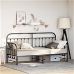 vidaXL Bedframe voor een daybed met hoofdeinde Zwart 80 x 200 cm Staal
