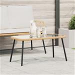 vidaXL Salontafel Bruin en zwart 90 x 45 x 43 cm Poly Rattan en glas