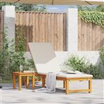 vidaXL Ligstoel met kussen Bruin 53 x 202 x 89cm Massief acaciahout