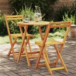 vidaXL Tuin Bistro Set met kussen 3 pcs Bruin Massief acaciahout