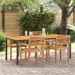 vidaXL Buitentafels Naturel en zwart 200 x 90 x 75 cm