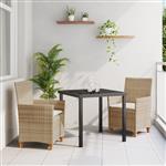 vidaXL Tuin Eetset 3 pcs Beige poly rattan