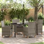 vidaXL Tuin Eetset 5 pcs Grijs poly rattan