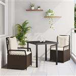 vidaXL Tuin Eetset 3 pcs Bruin poly rattan