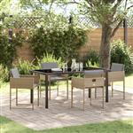 vidaXL Tuin Eetset 5 pcs Beige poly rattan