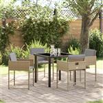 vidaXL Tuin Eetset 5 pcs Beige poly rattan