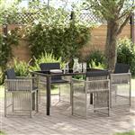 vidaXL Tuin Eetset 5 pcs Lichtgrijs Poly riet