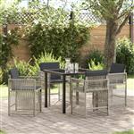 vidaXL Tuin Eetset 5 pcs Lichtgrijs Poly riet
