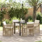 vidaXL Tuin Eetset 5 pcs Beige Poly riet
