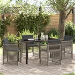 vidaXL Tuin Eetset 5 pcs Grijs Poly riet