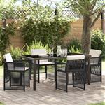 vidaXL Tuin Eetset 5 pcs Zwart Poly riet