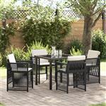 vidaXL Tuin Eetset 5 pcs Zwart Poly riet