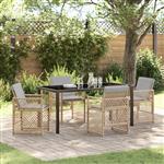 vidaXL Tuin Eetset 5 pcs Beige poly rattan