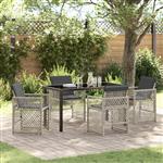 vidaXL Tuin Eetset 5 pcs Lichtgrijs poly rattan