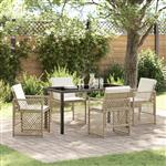 vidaXL Tuin Eetset 5 pcs Beige poly rattan