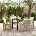 vidaXL Tuin Eetset 5 pcs Beige poly rattan
