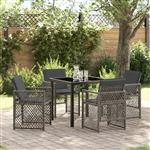 vidaXL Tuin Eetset 5 pcs Grijs poly rattan