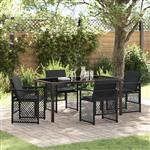 vidaXL Tuin Eetset 5 pcs Zwart poly rattan