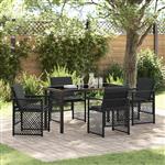 vidaXL Tuin Eetset 5 pcs Zwart poly rattan