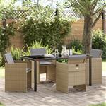 vidaXL Tuin Eetset 5 pcs Beige poly rattan