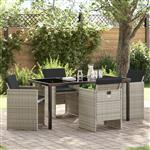 vidaXL Tuin Eetset 5 pcs Lichtgrijs poly rattan