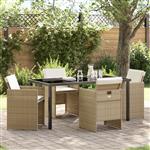 vidaXL Tuin Eetset 5 pcs Beige poly rattan