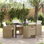 vidaXL Tuin Eetset 5 pcs Beige poly rattan