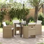 vidaXL Tuin Eetset 5 pcs Beige poly rattan