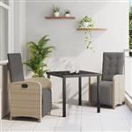 vidaXL Tuin Eetset 3 pcs Beige poly rattan