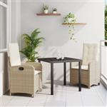 vidaXL Tuin Eetset 3 pcs Beige poly rattan