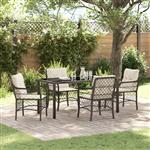 vidaXL Tuin Eetset met kussen 5 pcs Bruin Poly riet