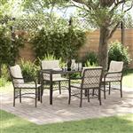 vidaXL Tuin Eetset met kussen 5 pcs Bruin Poly riet