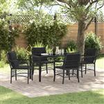 vidaXL Tuin Eetset met kussen 5 pcs Zwart Poly riet