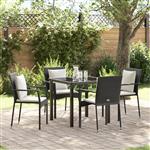 vidaXL Tuin Eetset met kussen 5 pcs Zwart Poly riet