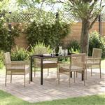 vidaXL Tuin Eetset met kussen 5 pcs Beige Poly riet