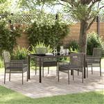 vidaXL Tuin Eetset met kussen 5 pcs Grijs Poly riet