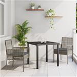 vidaXL Tuin Eetset met kussen 3 pcs Grijs Poly riet